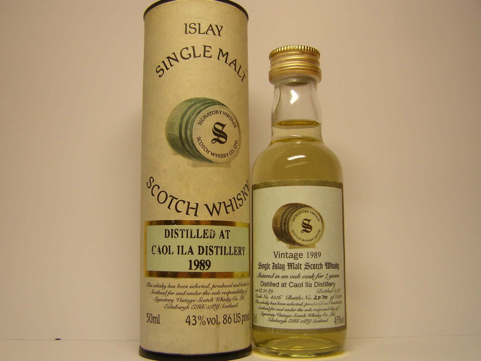 SIMSW 7yo 1989-1997 "Signatory" 5cl 43%vol